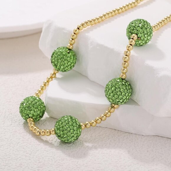 Luxury Beaded Necklace for Women Men - 18K Gold Plated Diamond Ice Baseball Pend - Picture 2 of 6